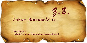 Zakar Barnabás névjegykártya