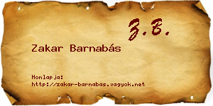 Zakar Barnabás névjegykártya